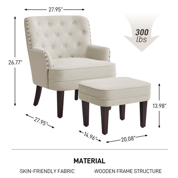 Winston Porter Fareem 27.95'' Wide Tufted Armchair and Ottoman